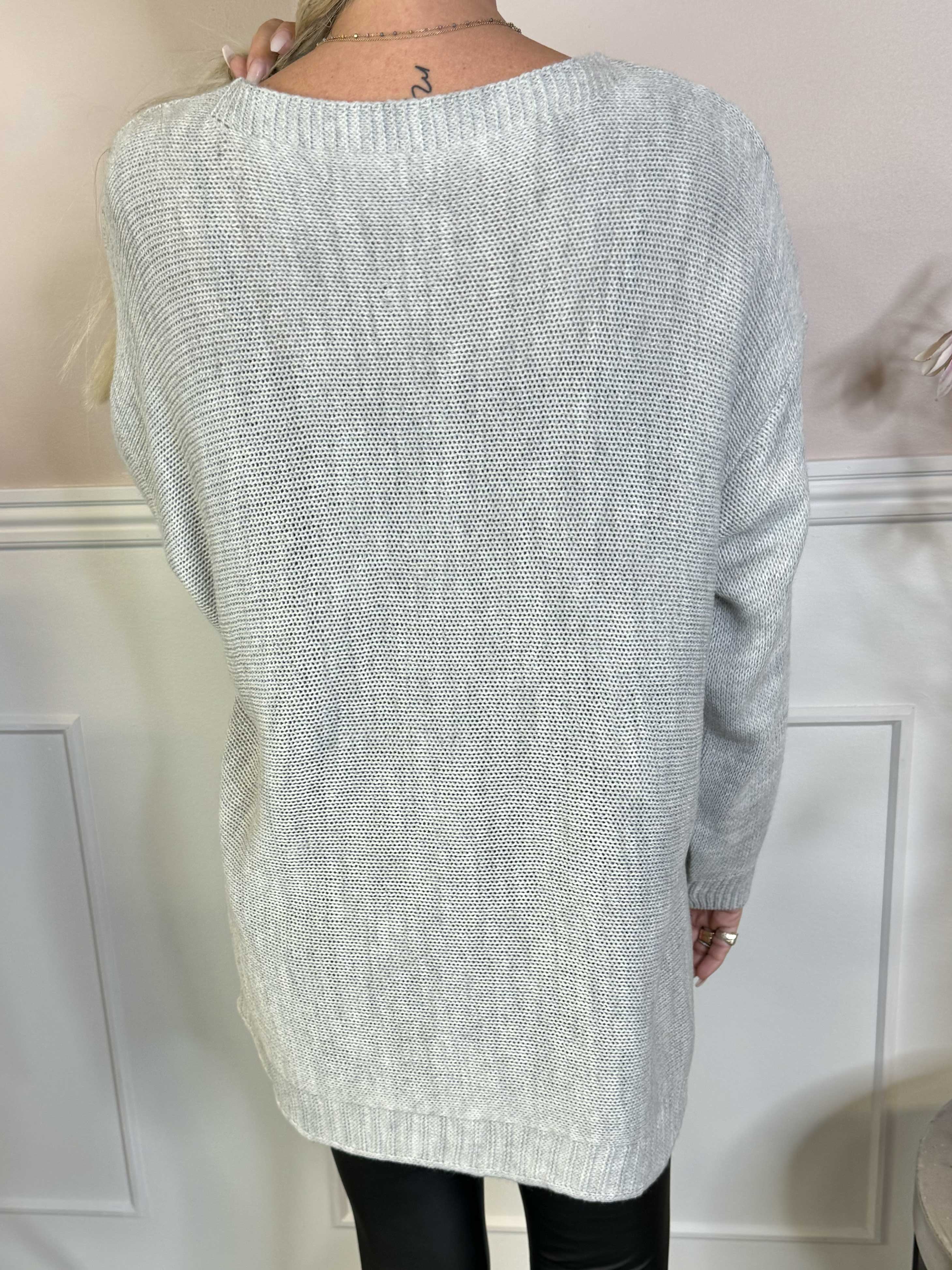 Amara Short - Tvåfärgad stickad blus med gulddetaljer